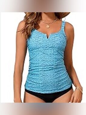 New Dipinon blue mottled tankini top featuring tummy control / Medium